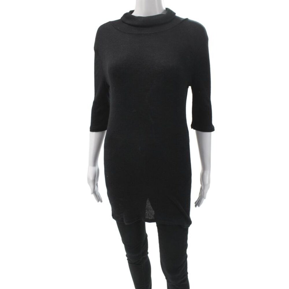 Michael Stars Women Pullover Knit Cowl Neck 3/4 Sleeve Black Size One Size